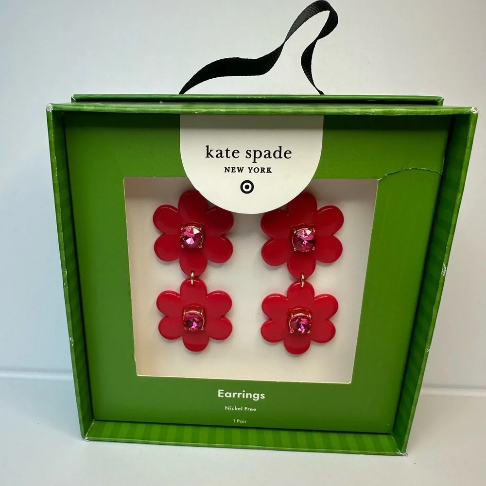 Kate Spade x Target Red Flower Earrings NIB